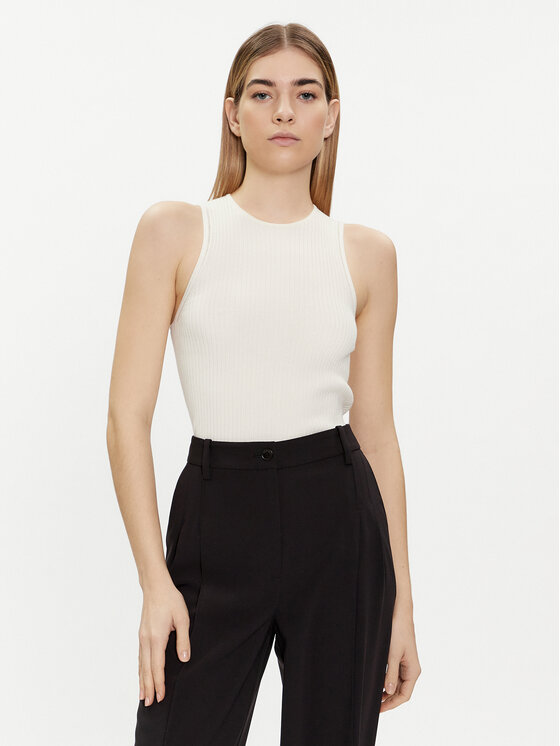Calvin Klein Top K20K206506 Biały Slim Fit