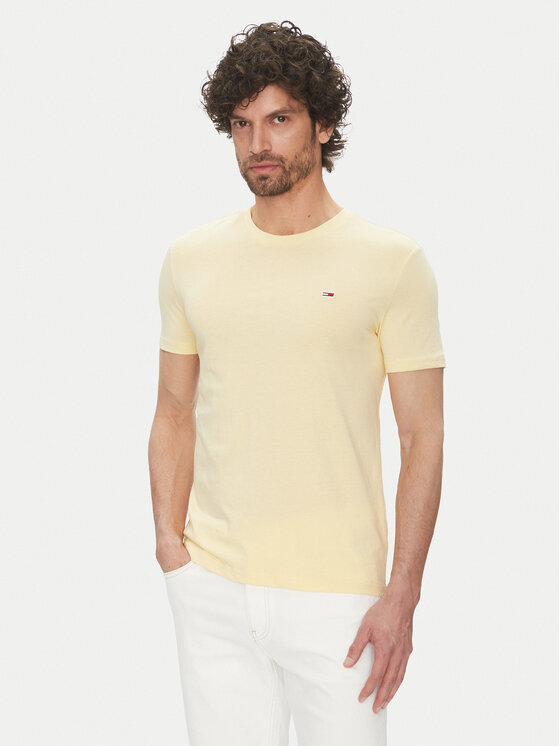 Tommy Jeans T-Shirt DM0DM20363 Żółty Slim Fit