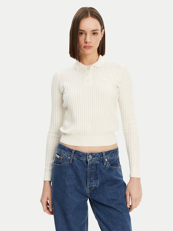 Lacoste Sweter AF9264 Écru Regular Fit