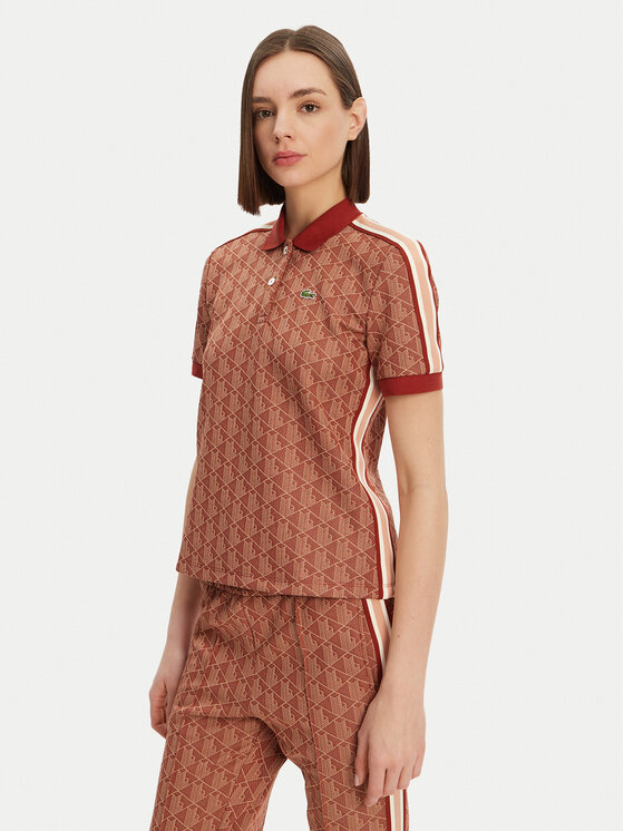 Lacoste Polo DF3364 Brązowy Slim Fit