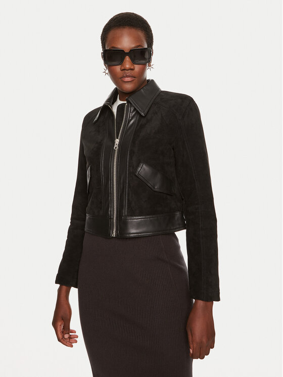 Sisley Kurtka z imitacji skóry 262TLN04J Czarny Regular Fit