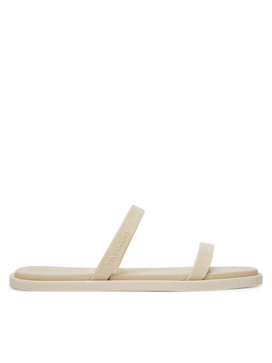 Calvin Klein Klapki Double Bar Slide - Jelly HW0HW02417 Écru