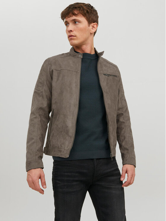 Jack&Jones Kurtka z imitacji skóry Rocky 12147218 Szary Regular Fit