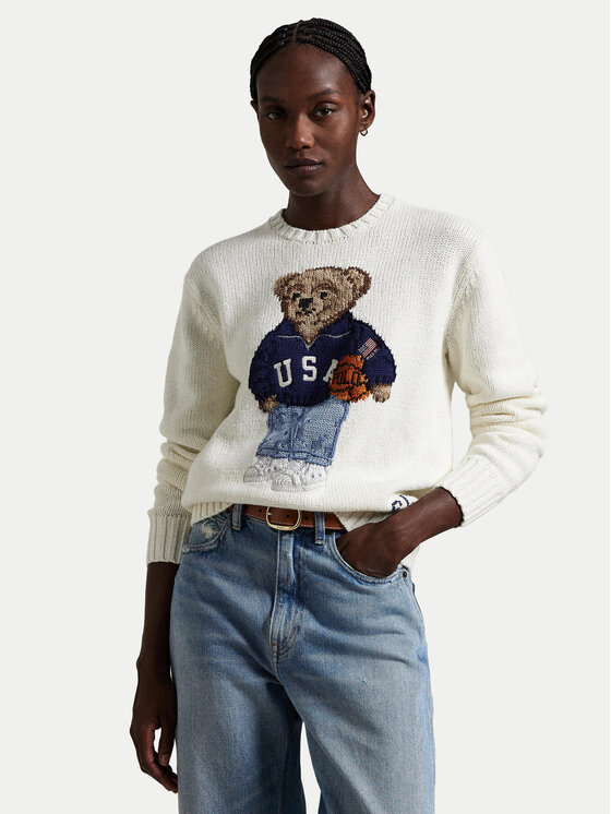 Polo Ralph Lauren Sweter 211966255001 Écru Relaxed Fit