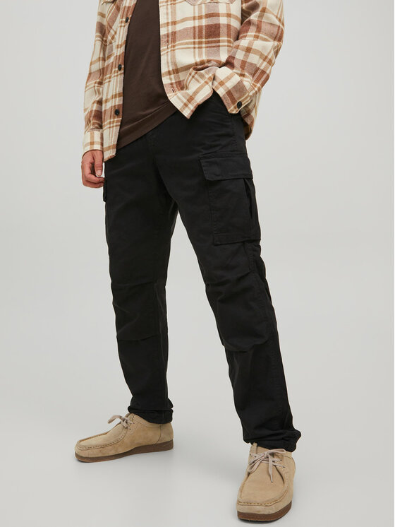 Jack&Jones Spodnie materiałowe Ace 12216664 Czarny Carrot Fit