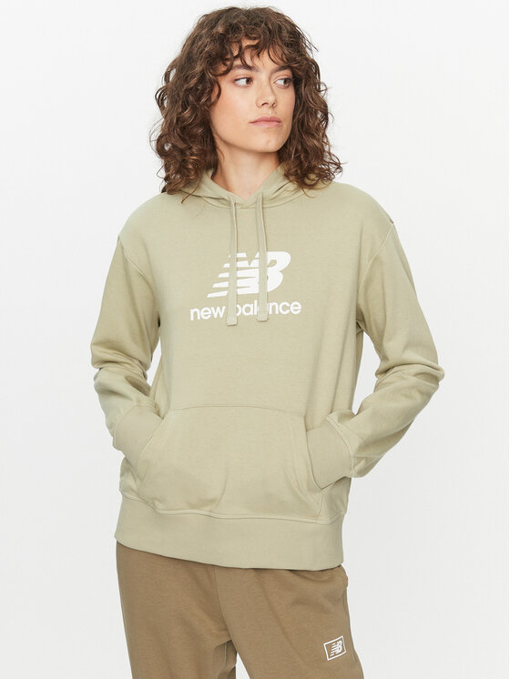 New Balance Bluza Essentials Stacked Logo Hoodie WT31533 Zielony Regular Fit