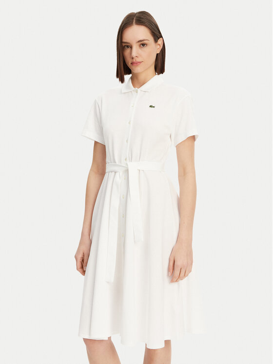 Lacoste Sukienka koszulowa EF9621 Biały Regular Fit