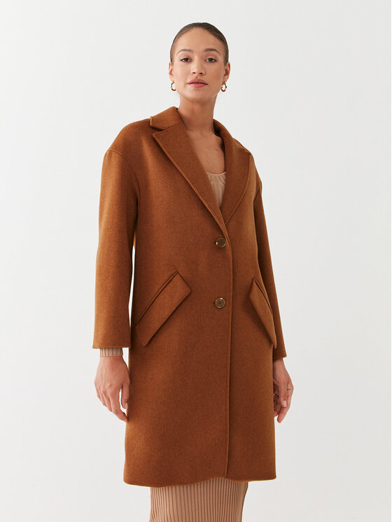 Guess Płaszcz wełniany Elly W2BL0H WEWU0 Brązowy Relaxed Fit