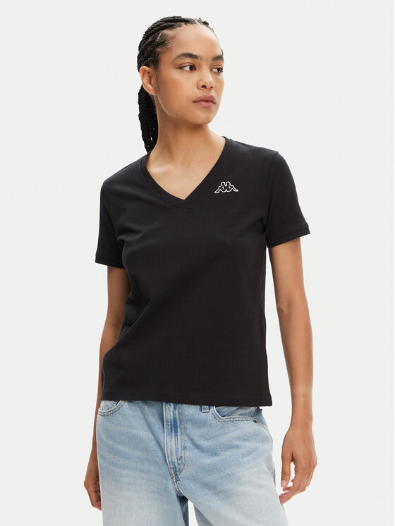 Kappa T-Shirt Logo Cabou 303H0P0 Czarny Regular Fit