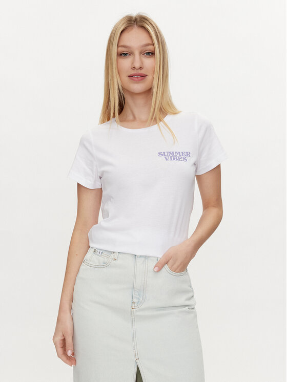 Noisy May T-Shirt Sun 27030257 Biały Oversize