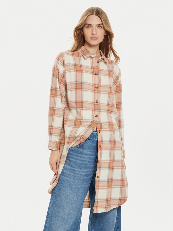 Roxy Sukienka koszulowa Aqua Waves ERJWT03637 Beżowy Loose Fit