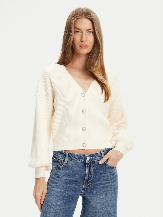 Guess Kardigan W5YR07 Z2ZK2 Écru Relaxed Fit