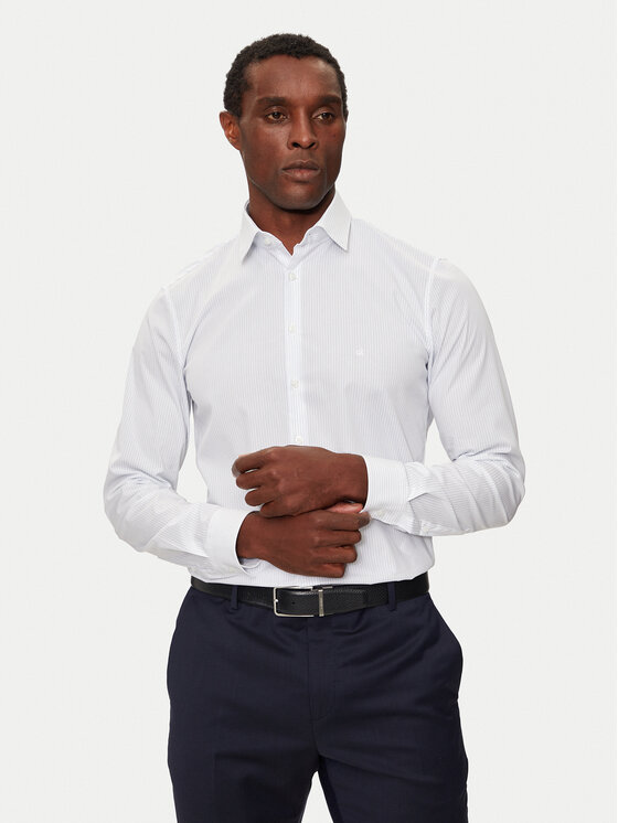 Calvin Klein Koszula K10K113537 Biały Slim Fit