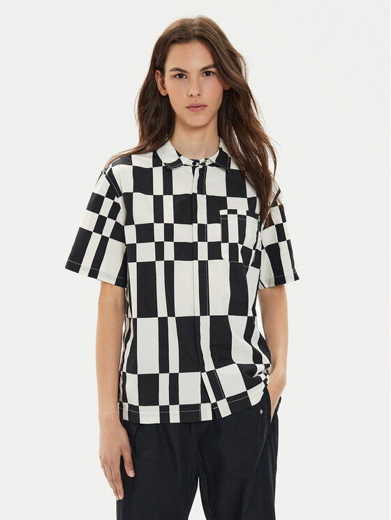 Converse Koszula W Festival Aop Shirt 10026817-A01 Czarny Regular Fit