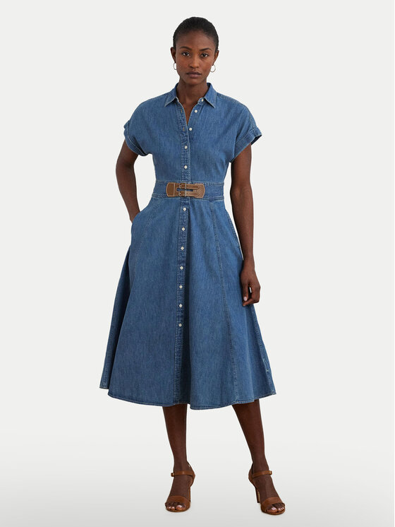LAUREN RALPH LAUREN Sukienka jeansowa 250963908001 Niebieski Regular Fit
