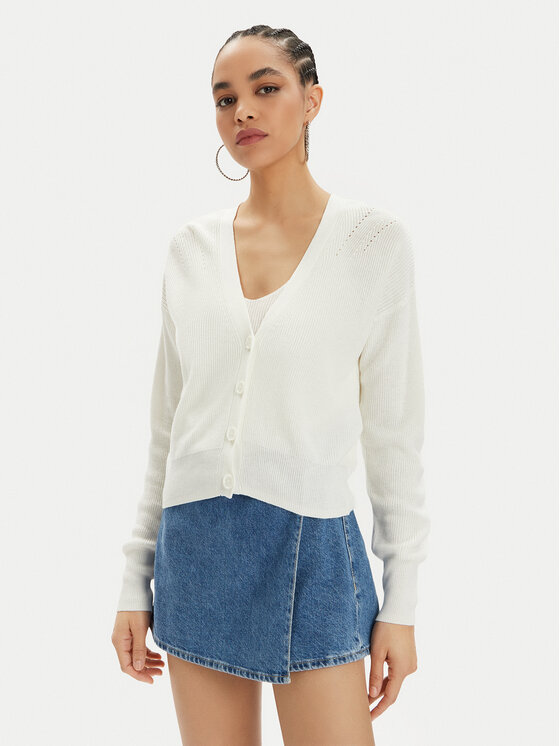 Vero Moda Kardigan New Lex Sun 10281878 Biały Regular Fit