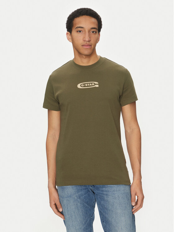 G-Star Raw T-Shirt Old Skool D25967-C812 110 Zielony Regular Fit