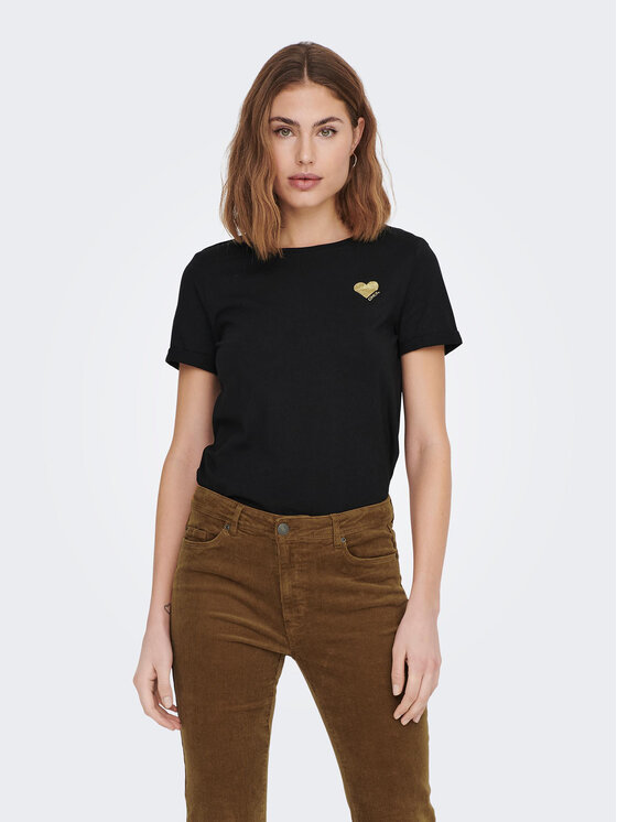 ONLY T-Shirt Kita 15244714 Czarny Regular Fit