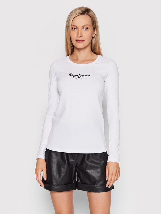 Pepe Jeans Bluzka New Virginia PL505203 Biały Slim Fit
