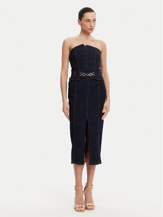 Fracomina Sukienka jeansowa FR25SD4010D46093 Granatowy Slim Fit