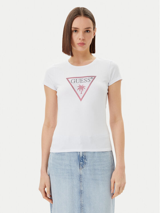 Guess T-Shirt E5GI08 J1314 Biały Slim Fit