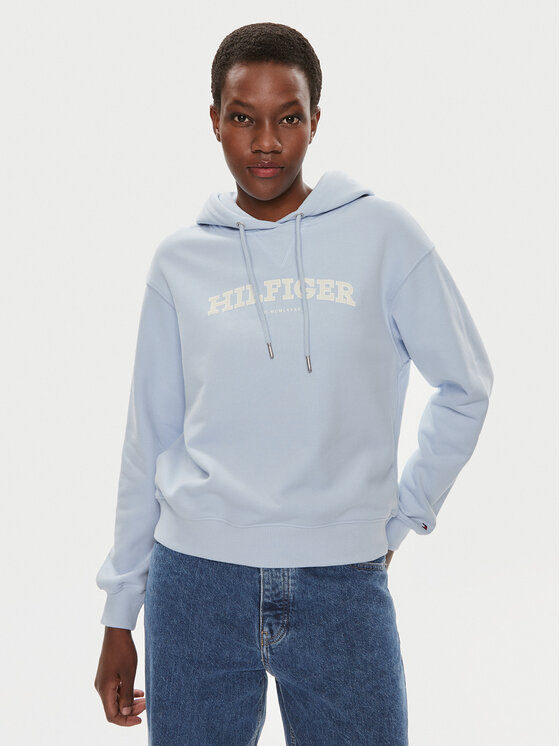 Tommy Hilfiger Bluza Monotype Flock WW0WW41236 Błękitny Relaxed Fit