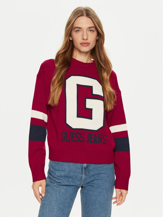 Guess Jeans Sweter W4BR11 Z3HN2 Czerwony Regular Fit
