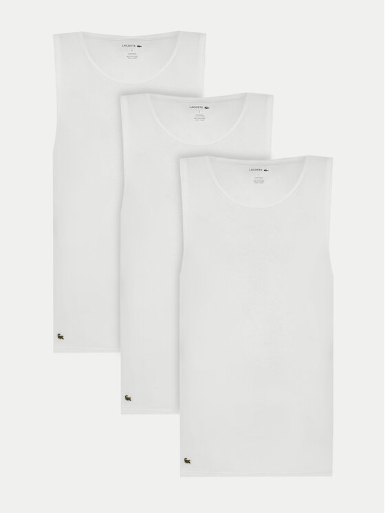Lacoste Komplet 3 tank topów TH9009 Biały Regular Fit