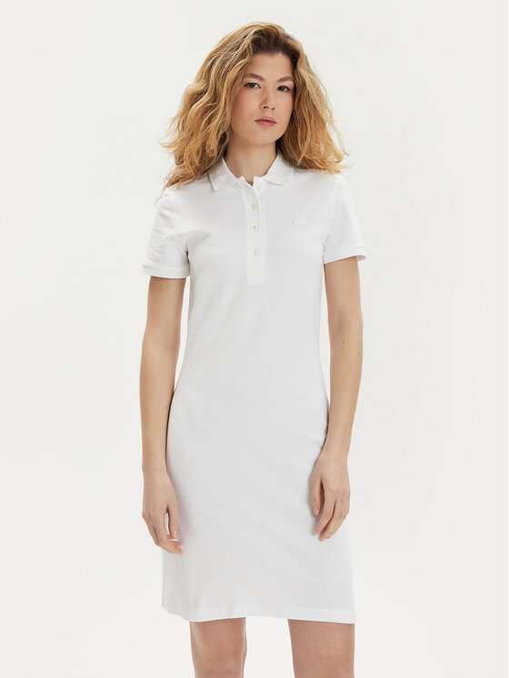 Lacoste Sukienka codzienna EF5473 Biały Slim Fit
