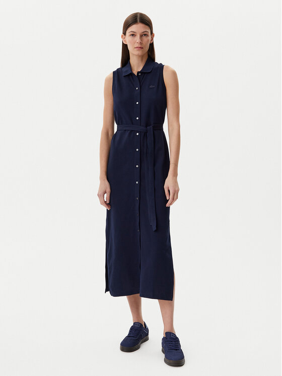 Lacoste Sukienka koszulowa EF1107 Granatowy Regular Fit