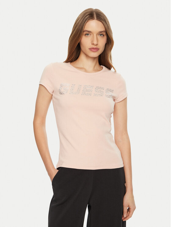 Guess T-Shirt V4BI16 KCIV1 Różowy Regular Fit