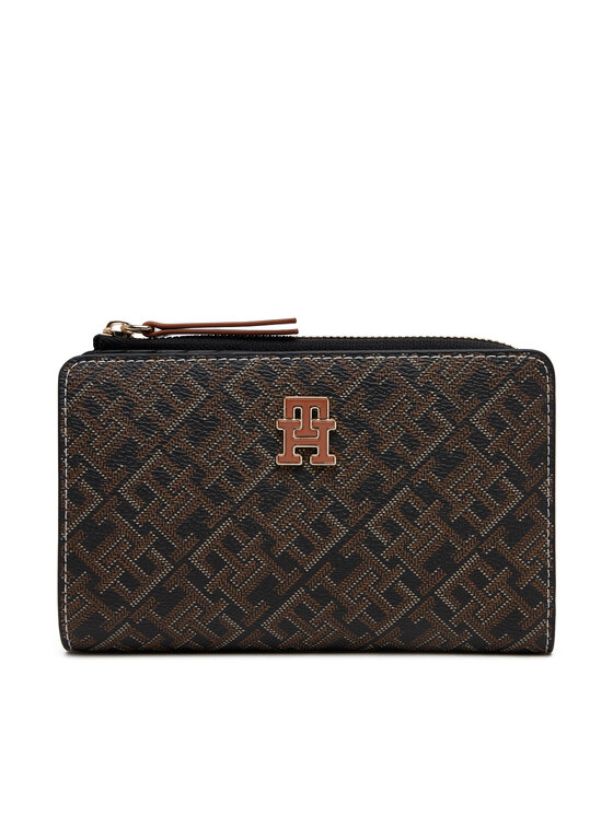 Tommy Hilfiger Duży Portfel Damski Th Monoplay Leather Med 7 Wallet AW0AW17417 Czarny