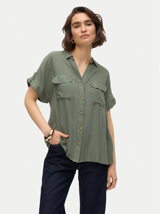 Vero Moda Koszula Bumpy 10310139 Zielony Regular Fit