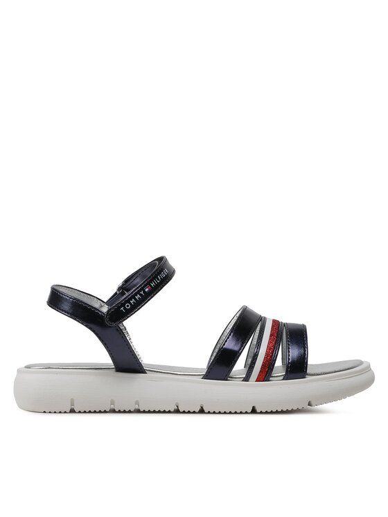 Tommy Hilfiger Sandały Stripes Velcro T4A2-32771-1372 S Granatowy