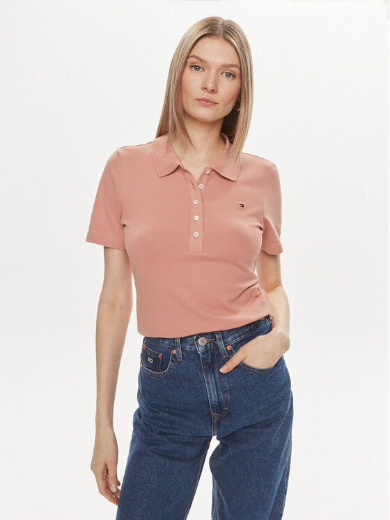 Tommy Hilfiger Polo 1985 WW0WW37823 Różowy Slim Fit