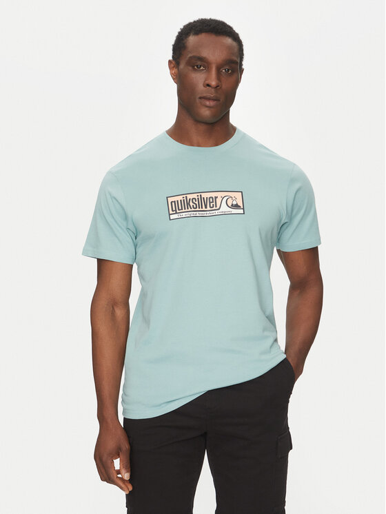 Quiksilver T-Shirt EQYZT08040 Turkusowy Regular Fit