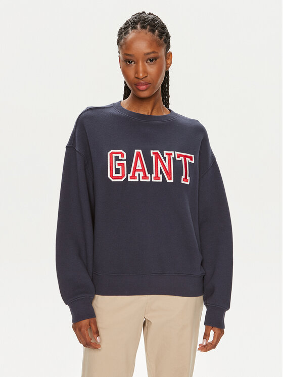Gant Bluza Logo 4200840 Granatowy Relaxed Fit