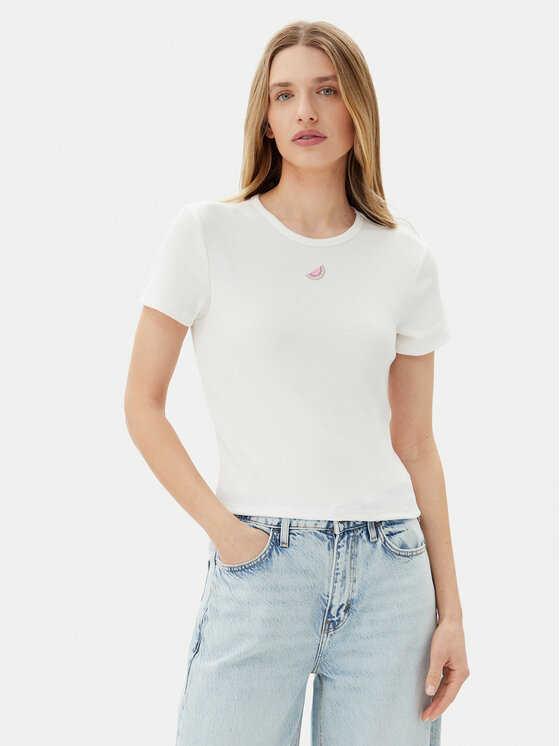 ONLY T-Shirt Daniella 15350554 Biały Slim Fit