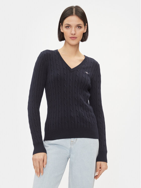 Gant Sweter 4800101 Granatowy Slim Fit