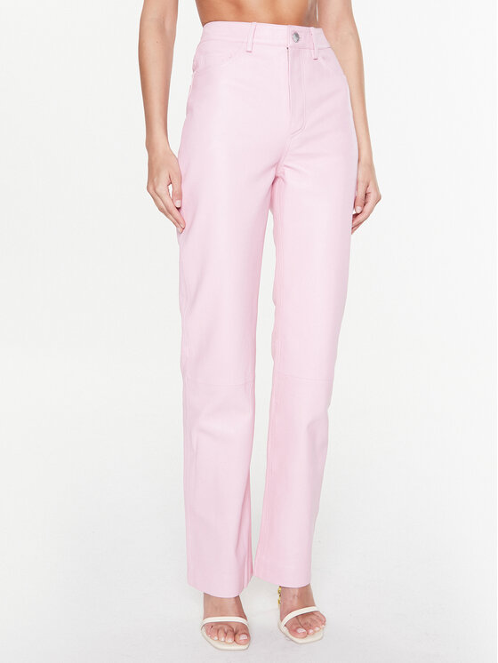 Remain Spodnie skórzane Leather Straight RM2044 Różowy Straight Fit