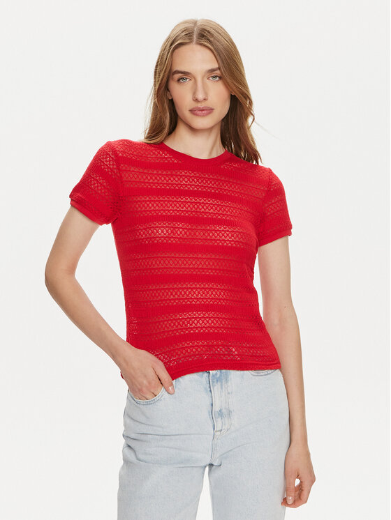 Pieces T-Shirt Agda 17148867 Czerwony Loose Fit