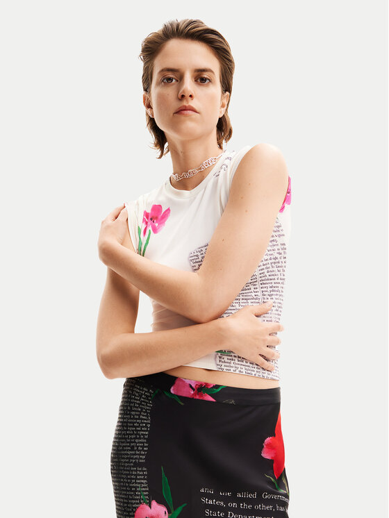 Desigual T-Shirt Mirna 24SWTK10 Biały Slim Fit