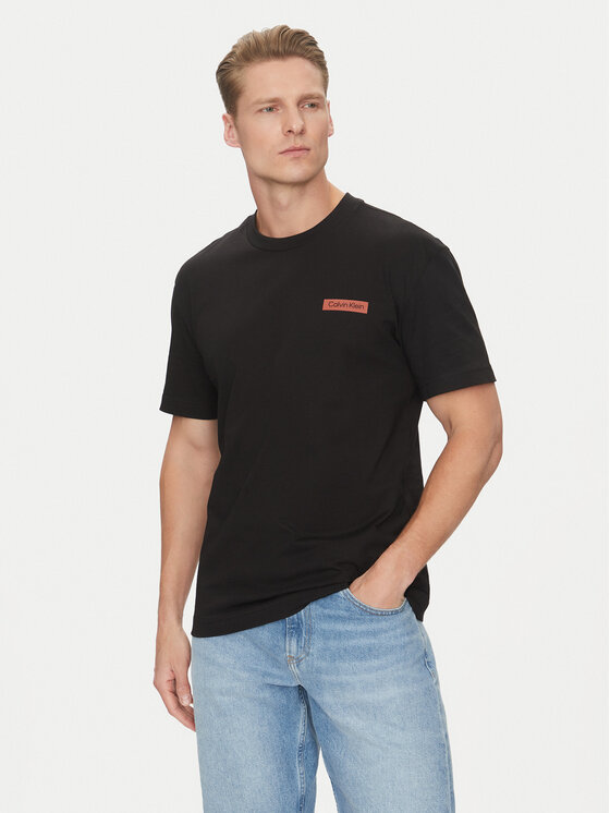 Calvin Klein T-Shirt Overlay Print K10K114158 Czarny Regular Fit