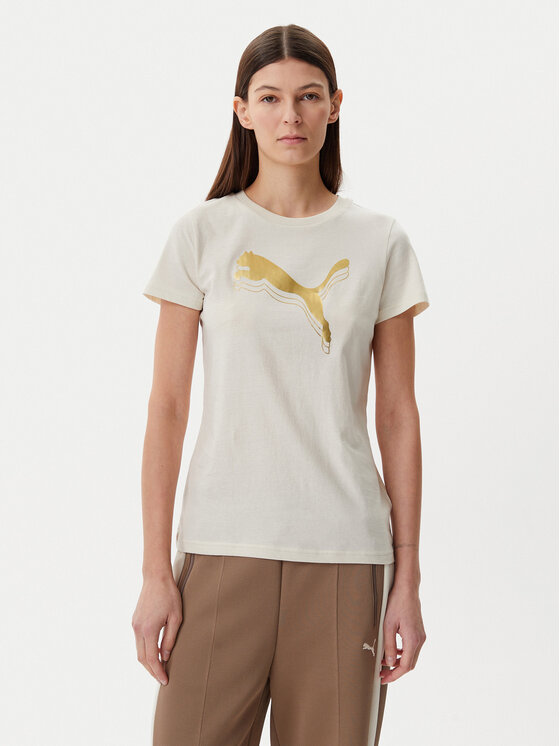 Puma T-Shirt Essentials Metallic 684995 Beżowy Regular Fit