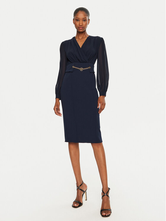 Rinascimento Sukienka koktajlowa CFC0120006003 Granatowy Regular Fit