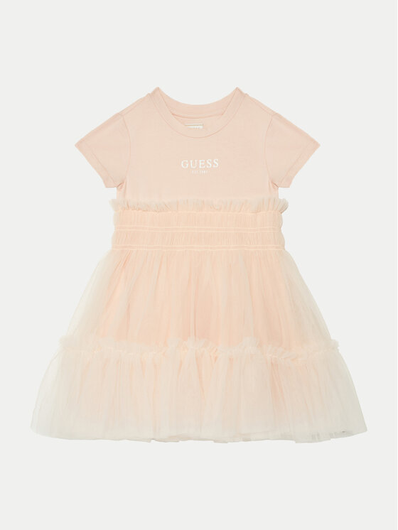Guess Sukienka elegancka K5RK14 K6YW0 Koralowy Regular Fit