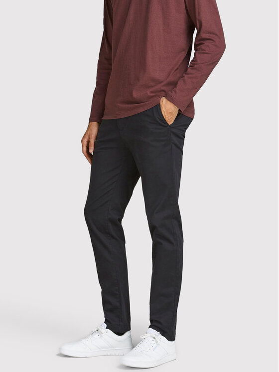 Jack&Jones Chinosy Marco 12150158 Czarny Slim Fit