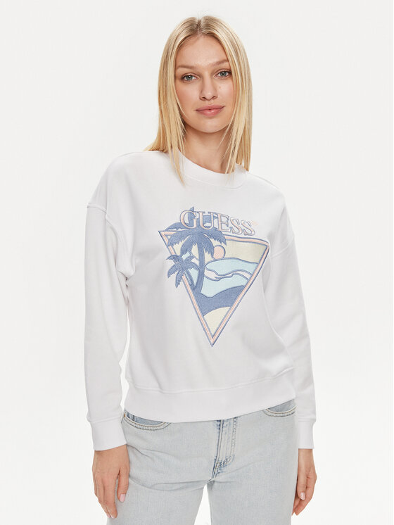 Guess Bluza W4GQ11 KBK32 Biały Relaxed Fit