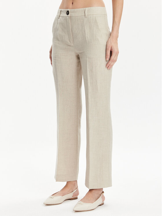 Marella Spodnie materiałowe Muschio 2413131272 Écru Regular Fit