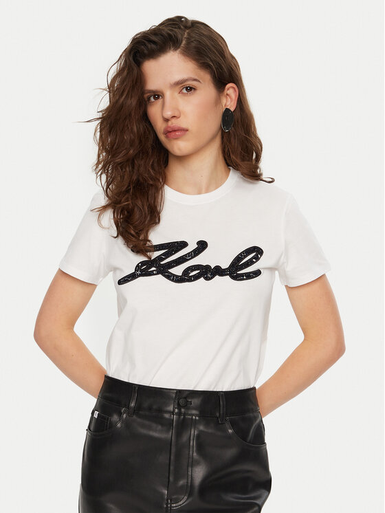 KARL LAGERFELD T-Shirt A1W17117 Biały Regular Fit